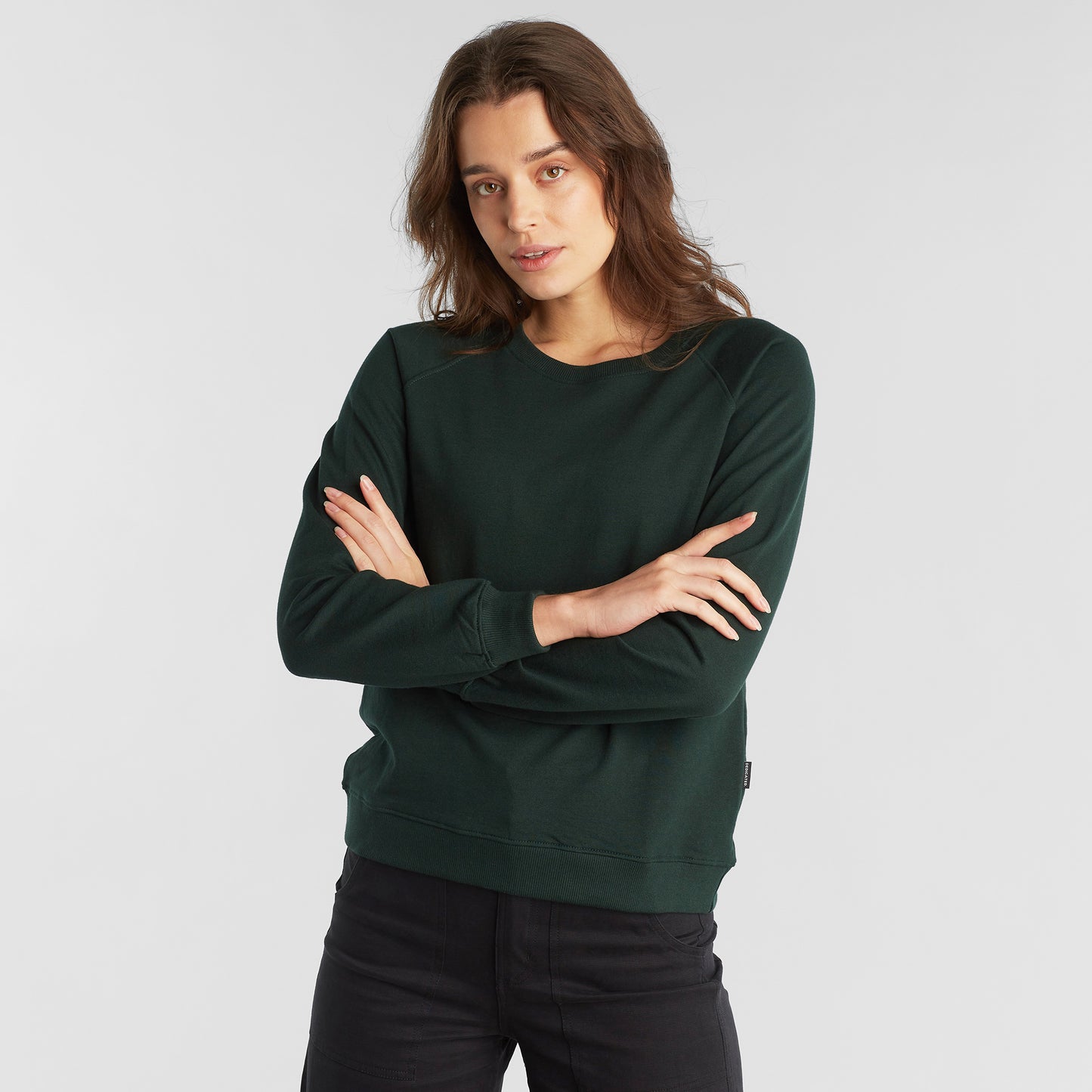 sweatshirt ystad raglan, base dark green, damen - dedicated