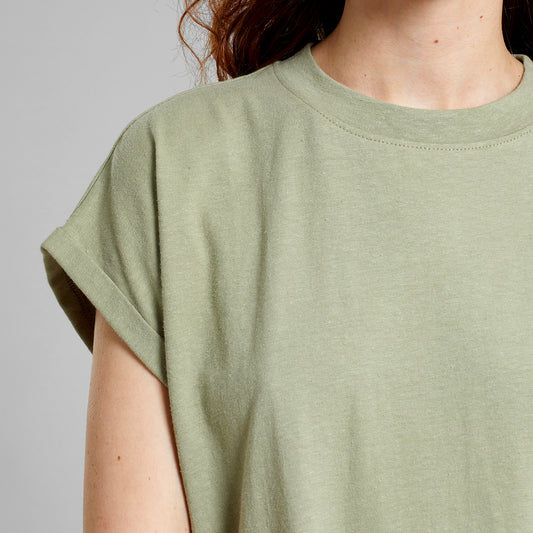 t-shirt dress eksta, hemp tea green, damen - dedicated
