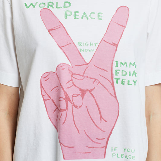 t-shirt vadstena world peace, white, damen - dedicated