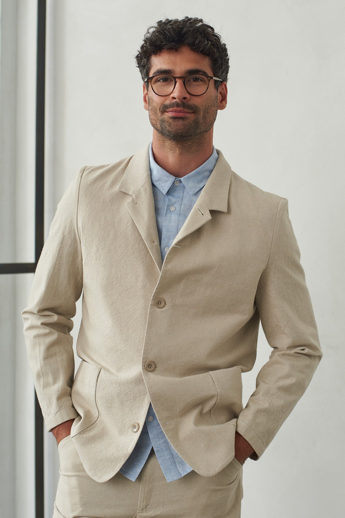 enzo blazer, eco canvas sand, herren - about companions