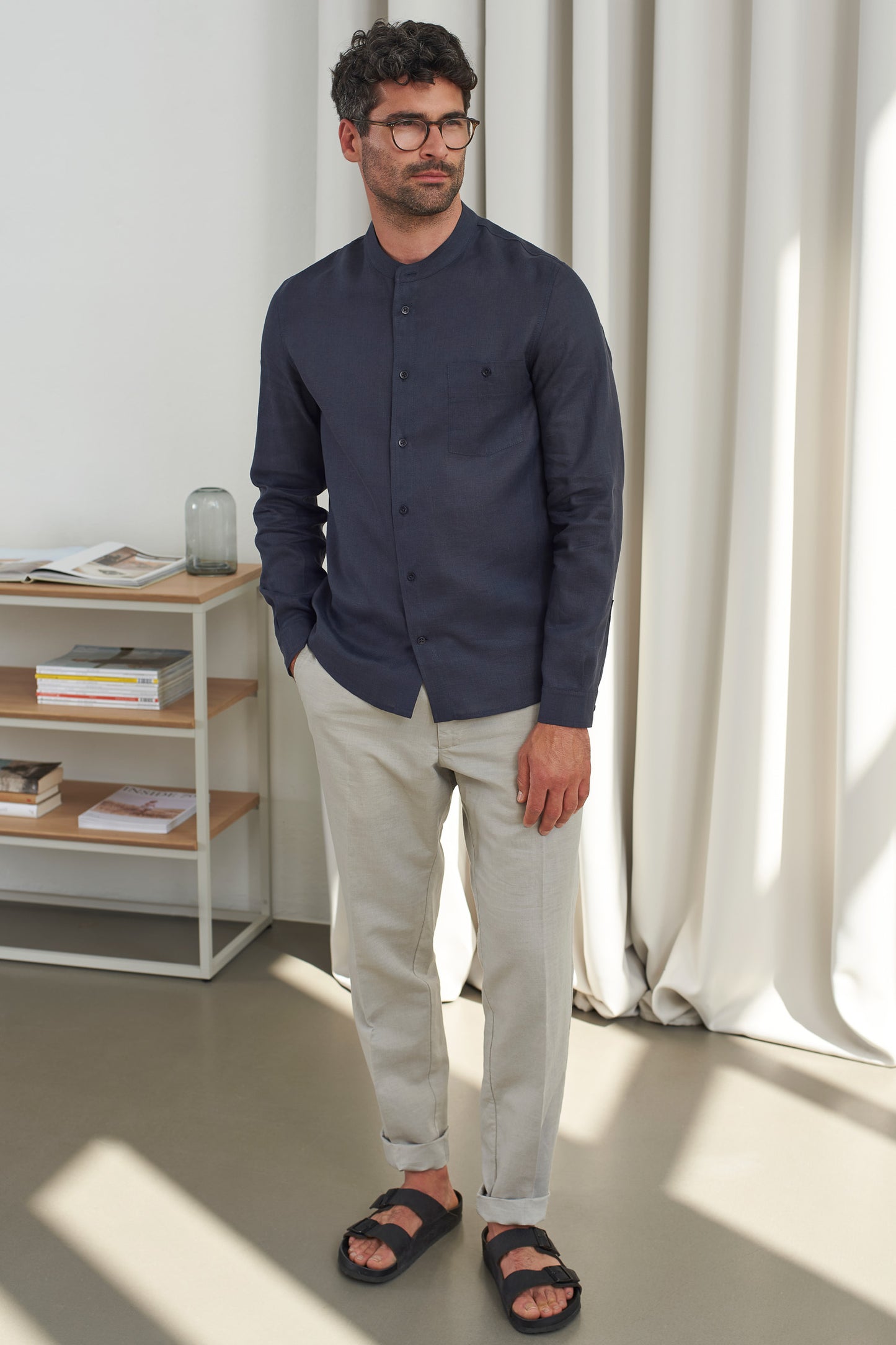 shirt nathan, navy pure linen, herren - about companions