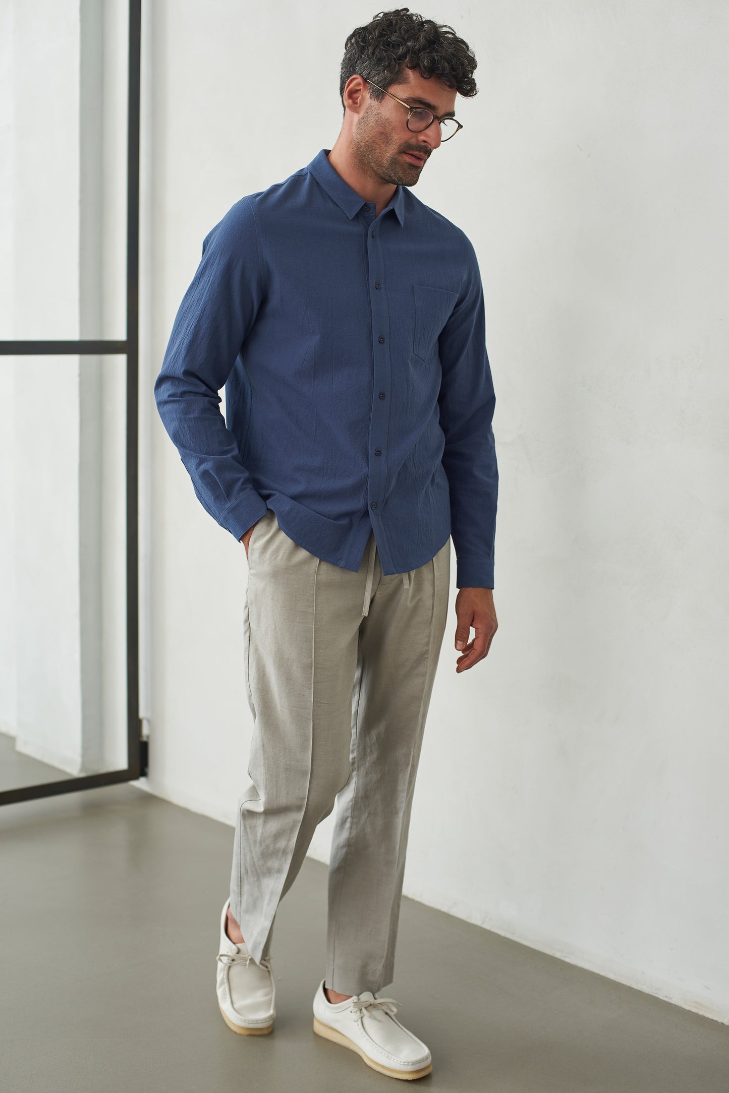 shirt simon, eco crincle blue, herren - about companions