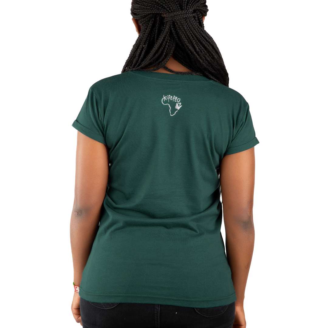 pocket parrot t-shirt, dark green, damen - kipepeo