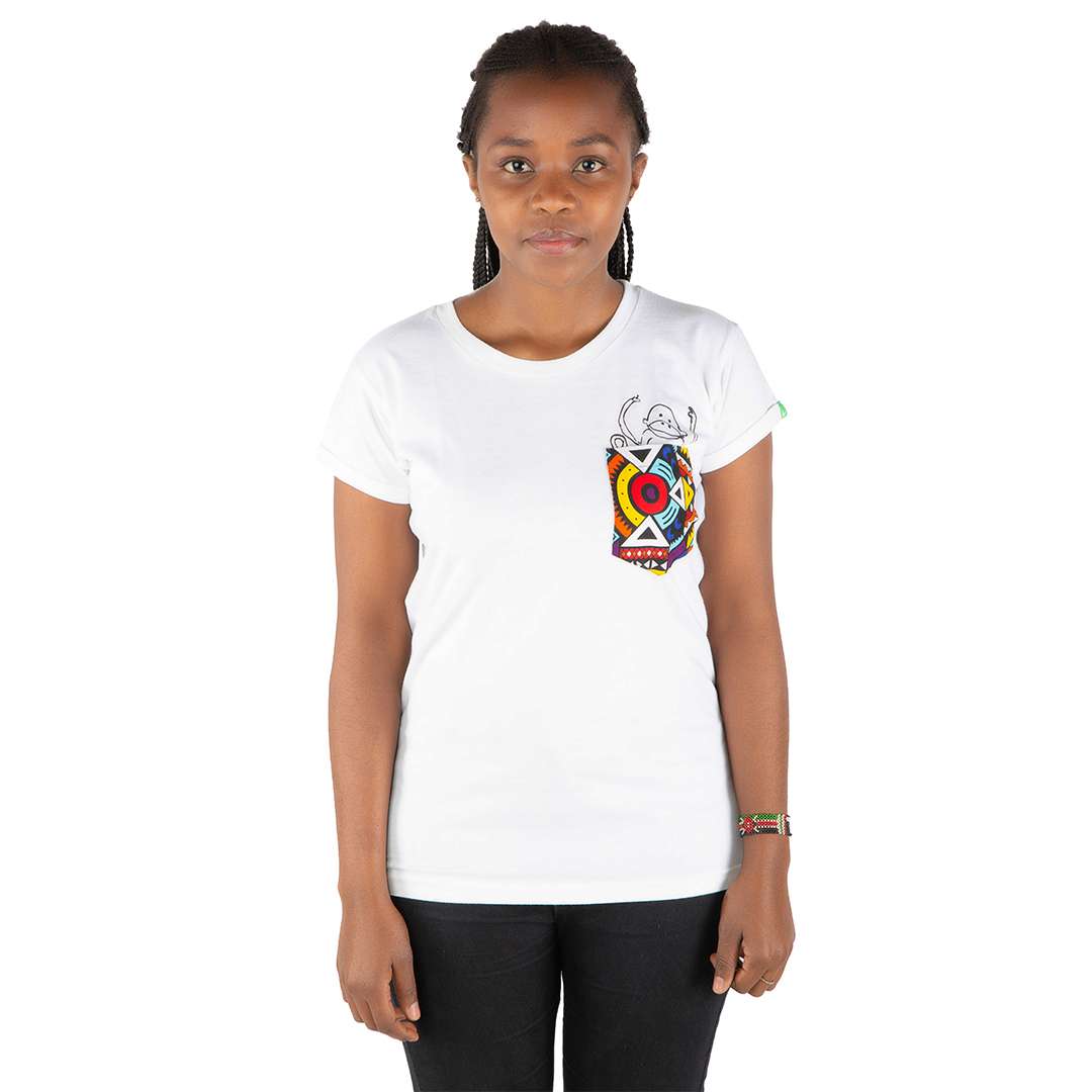 nyani women t-shirt, white, damen - kipepeo