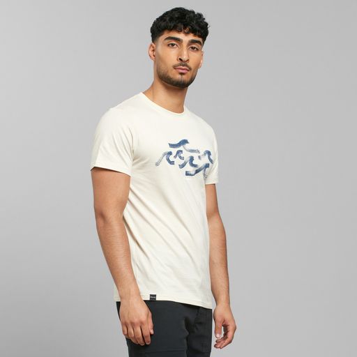 t-shirt stockholm brush waves logo, oat white, damen - dedicated