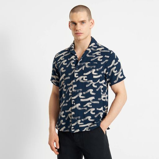 shirt marstrand brushed waves, navy, herren - dedicated