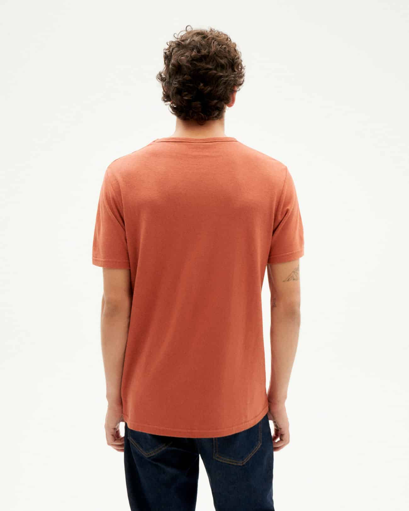 clay red hemp t-shirt, herren - thinking mu