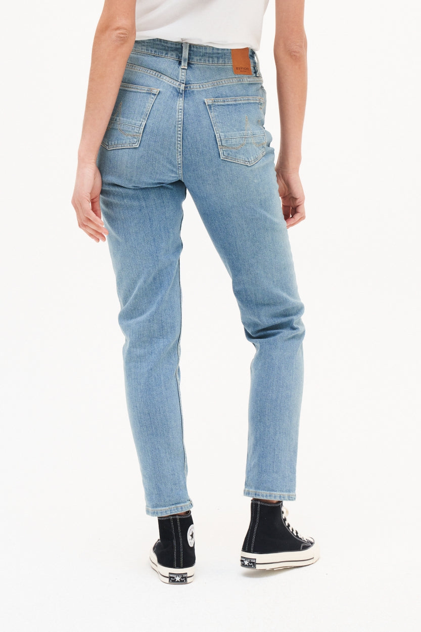 jeans nora, loose tapered, faded blue, damen - kuyichi