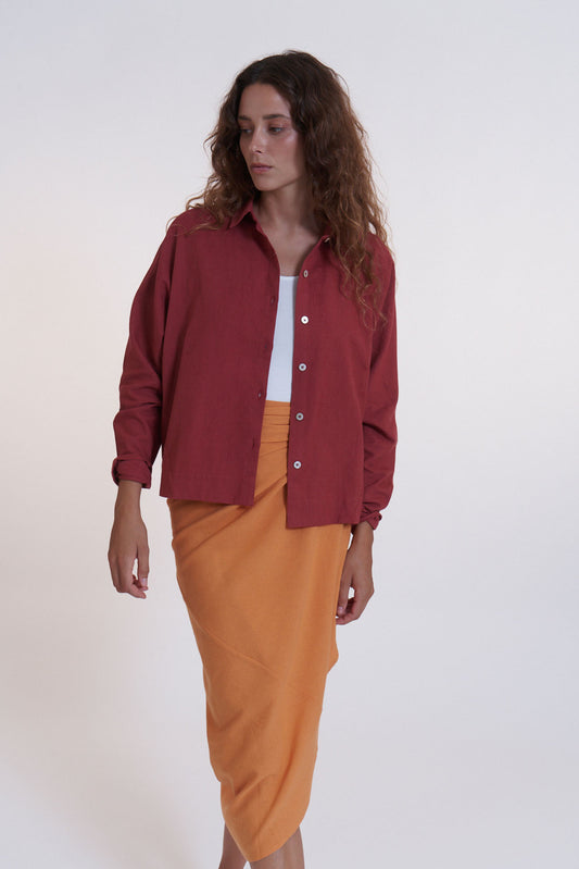 marla shirt, earth red - suite 13