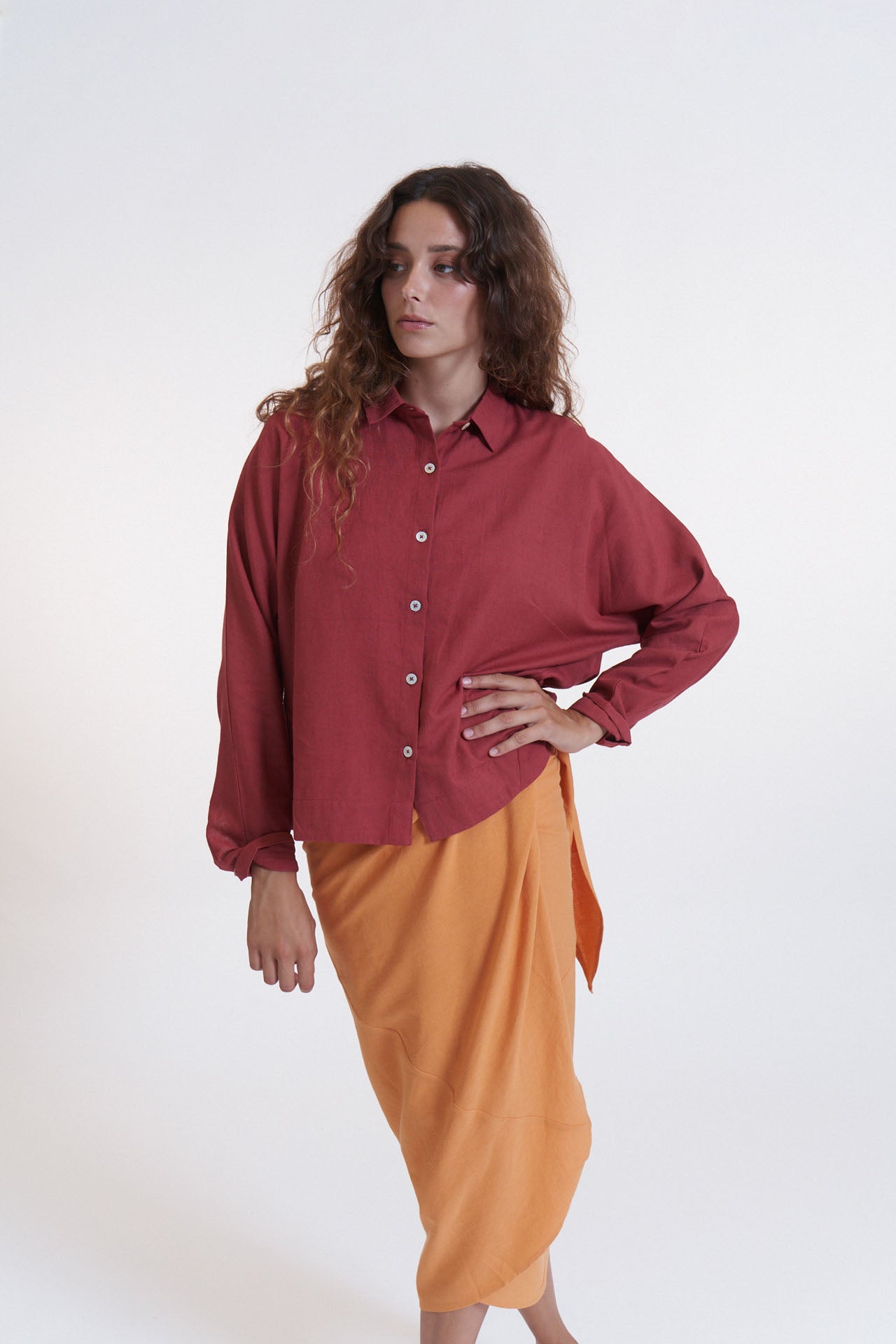 marla shirt, earth red - suite 13