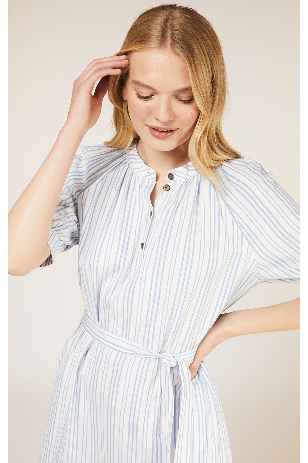 masie striped dress, blue - people tree