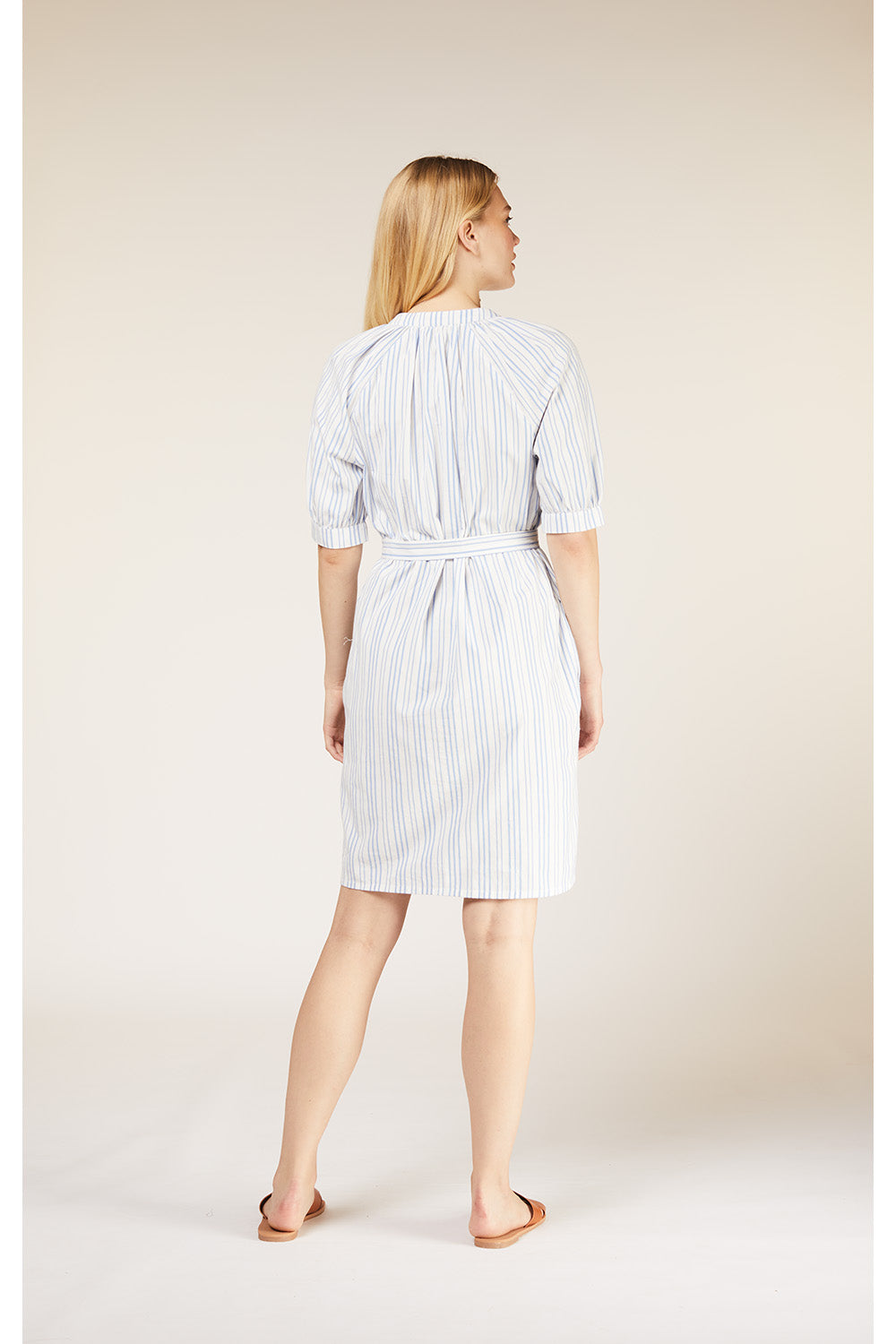 masie striped dress, blue - people tree