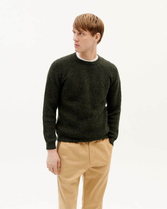 anteros knitted sweater, dark green, herren - thinking mu