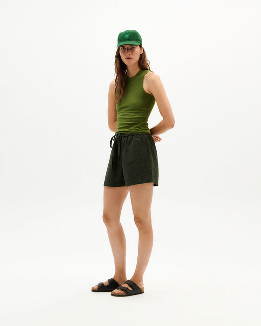 green seersucker checks geranio shorts, damen - thinking mu